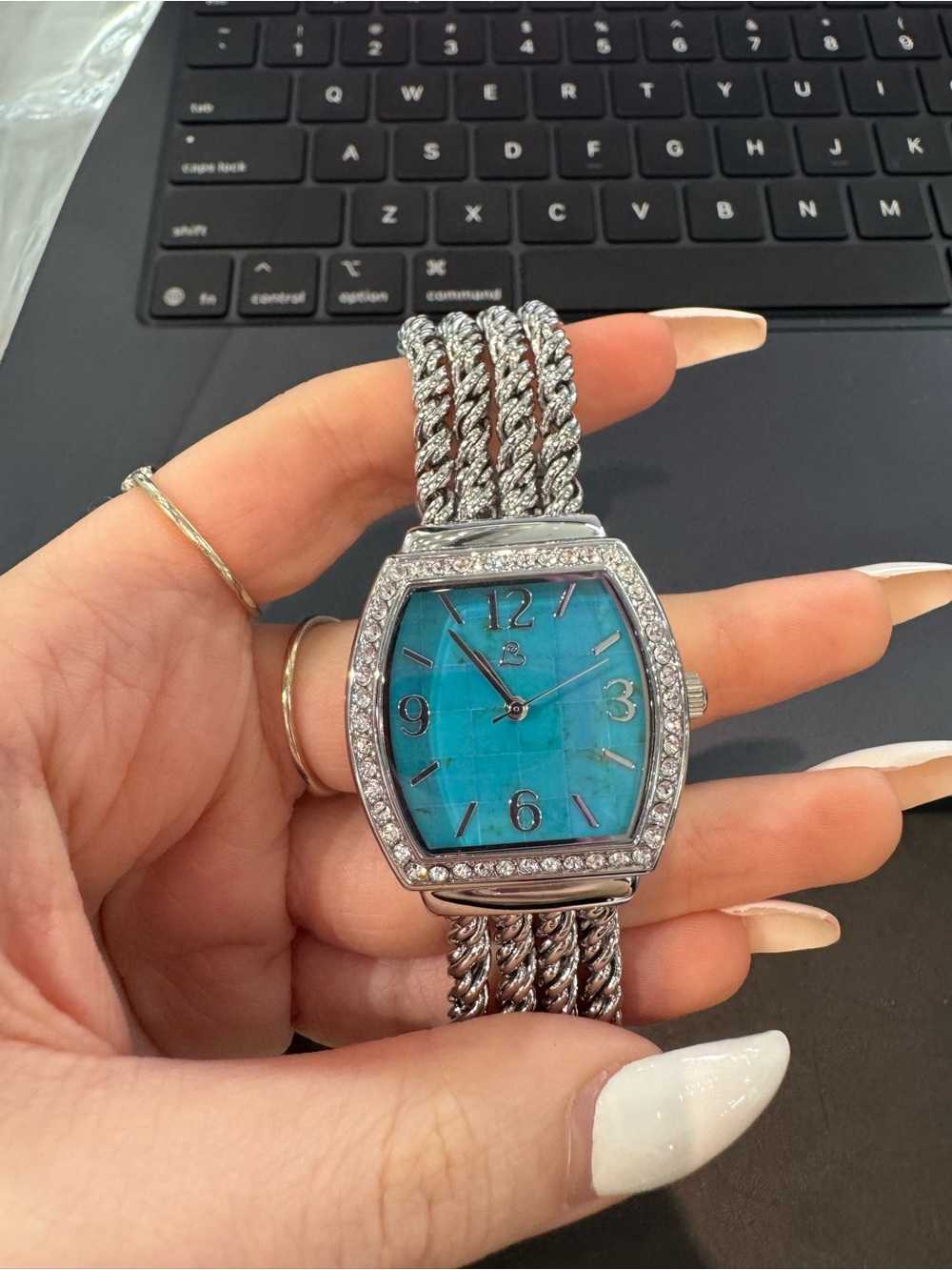 New Colleen Lopez Silver- Tone Turquoise
Tonneau Watch